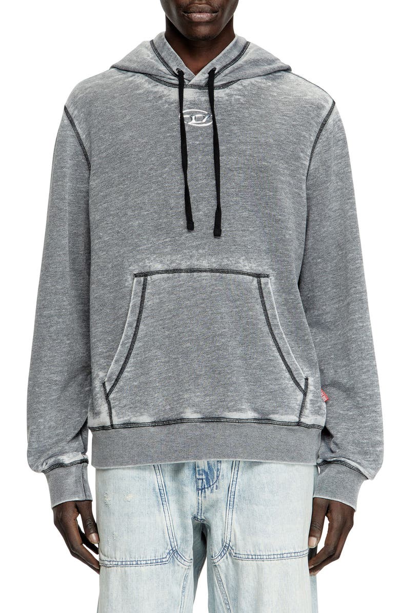 DIESEL<sup>®</sup> S-Ginn Burnout Logo Hoodie, Main, color, Smoke/ Grey