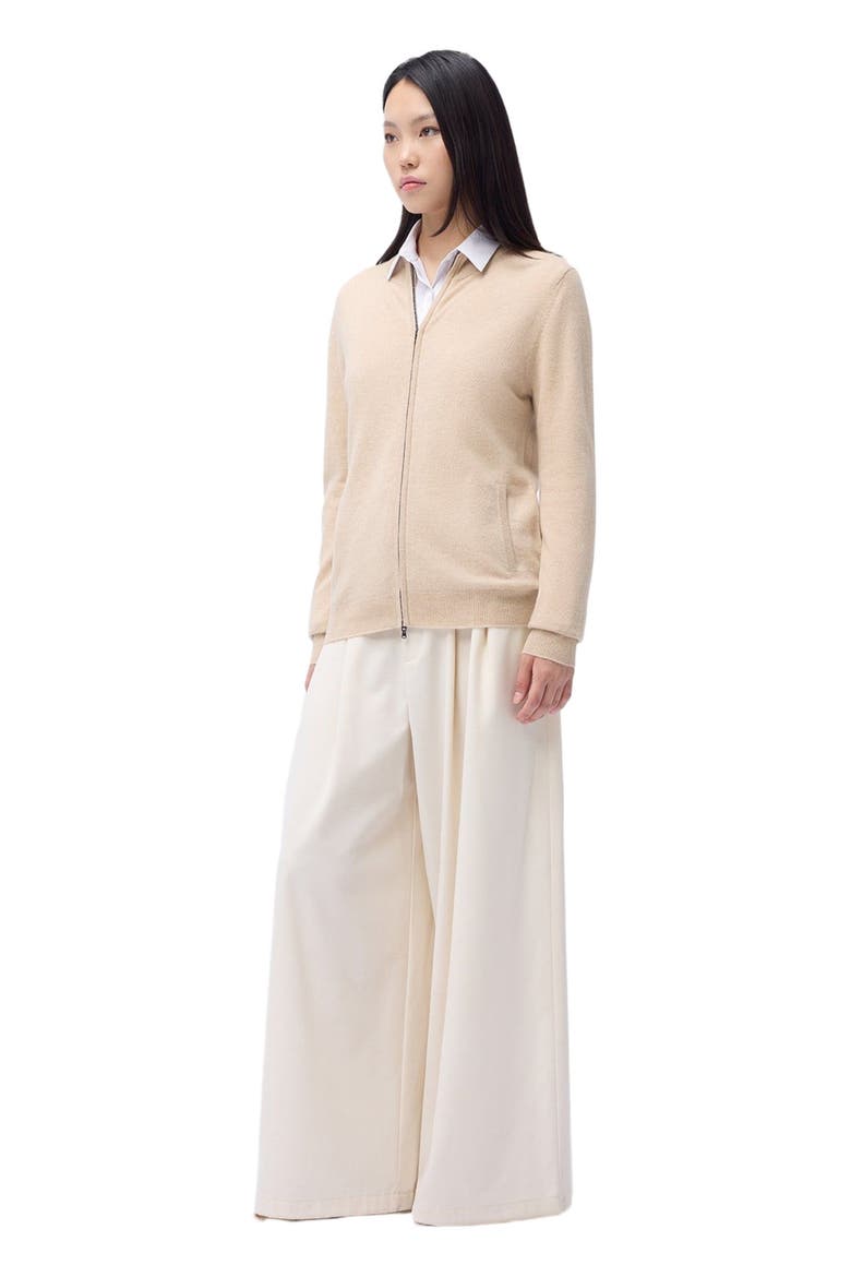 Full-Zip Cashmere Cardigan, Alternate, color, beige