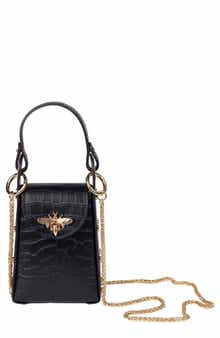 Persaman New York Anette Croc-Embossed Leather Crossbody Bag