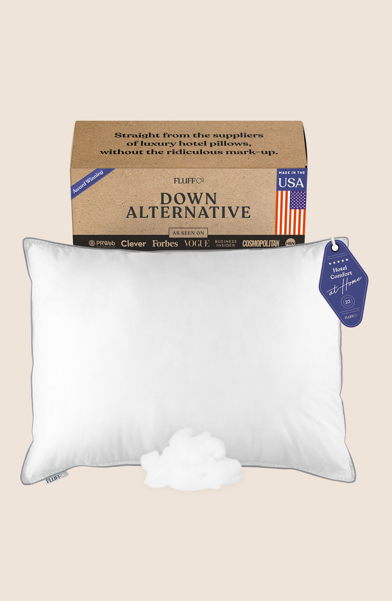 FluffCo | Hotel Comfort Down Alternative Pillow, Main, color, Firm Fluff