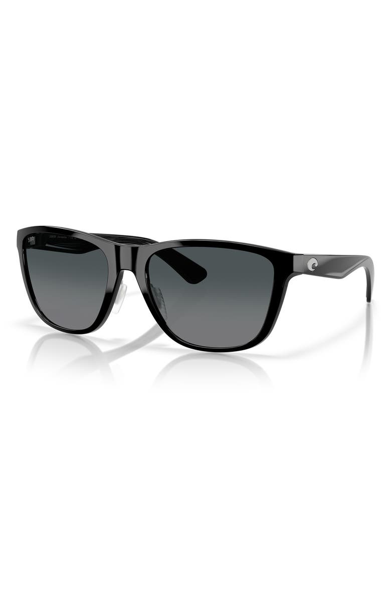 Costa Del Mar 57mm Polarized Rectangular Sunglasses, Alternate, color, Black/ Gray Gradient 580G