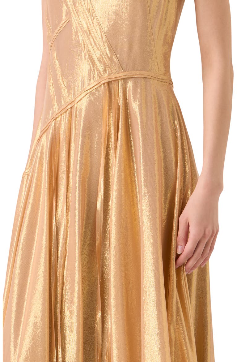 Asymmetric Silk Georgette Lamé Gown, Alternate, color, GOLD