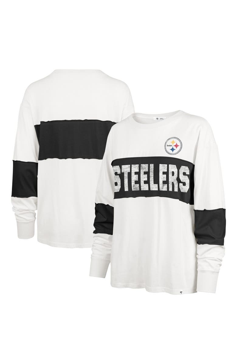 '47 Women's '47 Cream Pittsburgh Steelers Clubhouse Pride Taylor Long Sleeve T-Shirt, Main, color,