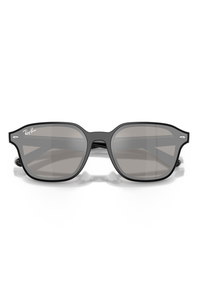 Ray-Ban 65mm Mirrored Oversize Square Sunglasses, Alternate, color, Black