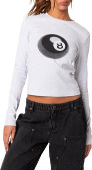 EDIKTED Billiard Long Sleeve Graphic T-Shirt