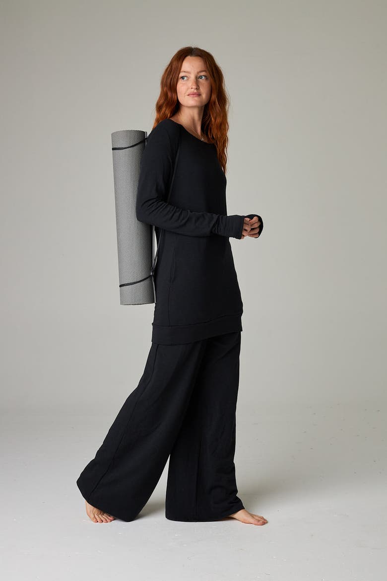 Baikal Eco-Luxe Fleece Wide-Leg Long Pant - Cloud-Soft Comfort, Alternate, color, Coal Black