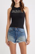 Von Dutch Logo Rhinestone Rib Tank