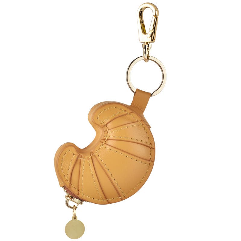 Posh Tech Croissant Bag Charm for Airtag<sup>®</sup>, Alternate, color, Brown