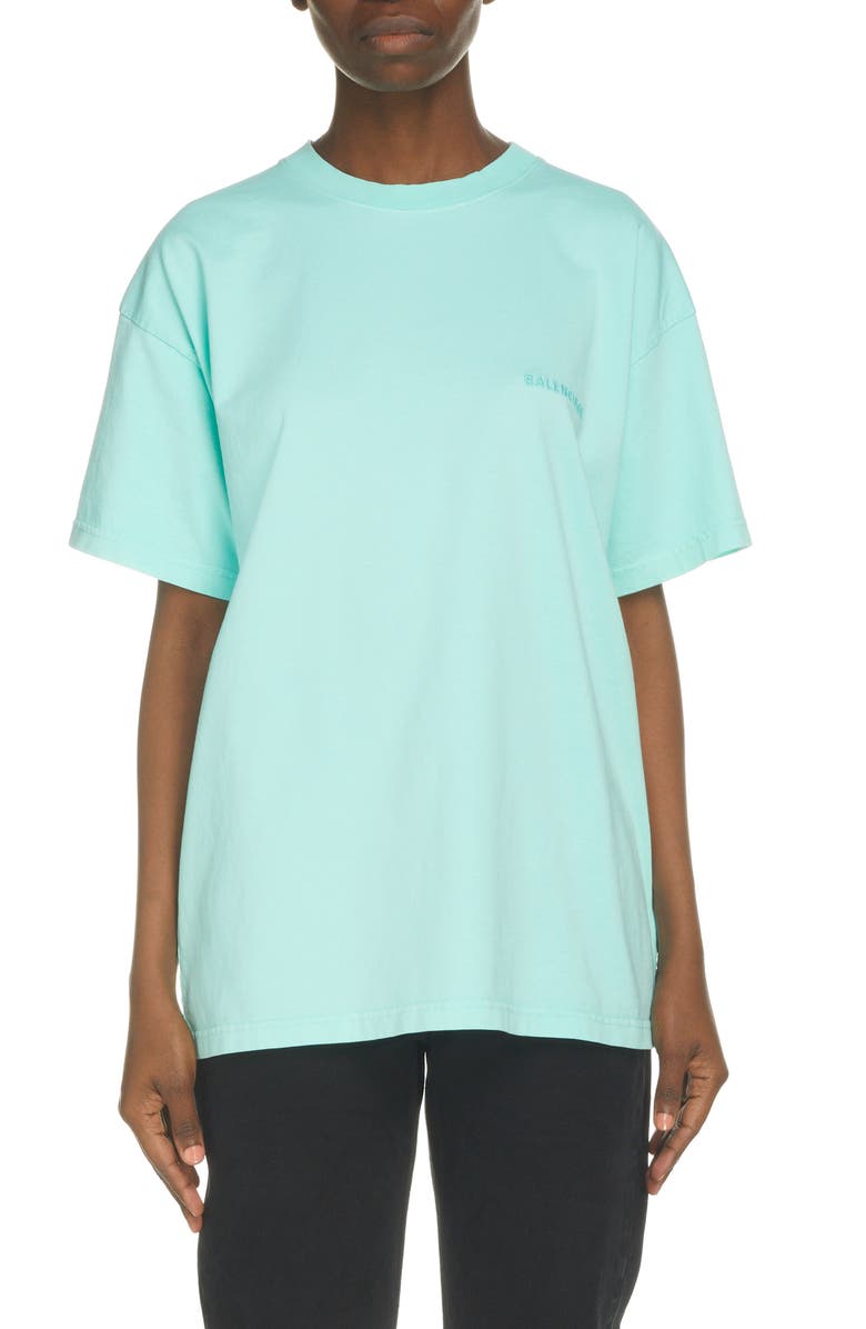 Balenciaga Embroidered Logo Cotton T-Shirt, Main, color,