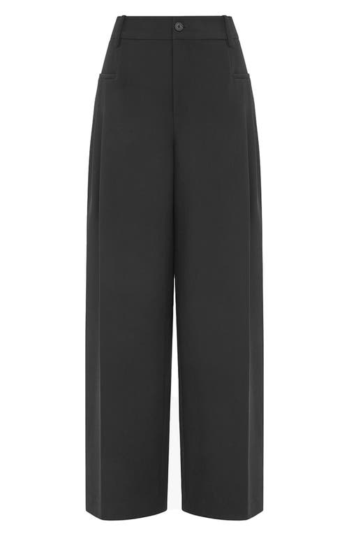 Aligne Genevieve Wool Blend Wide Leg Pants In Black