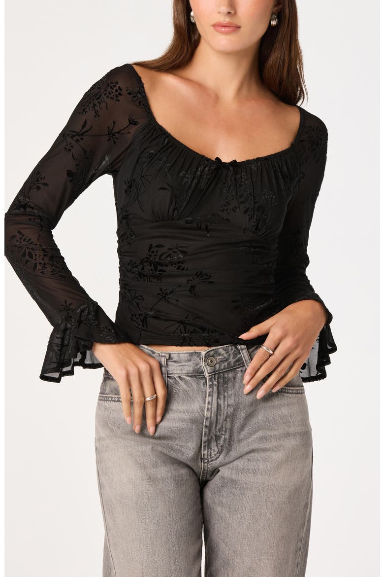 Belsie Burnout Mesh Top, Main, color, BLACK
