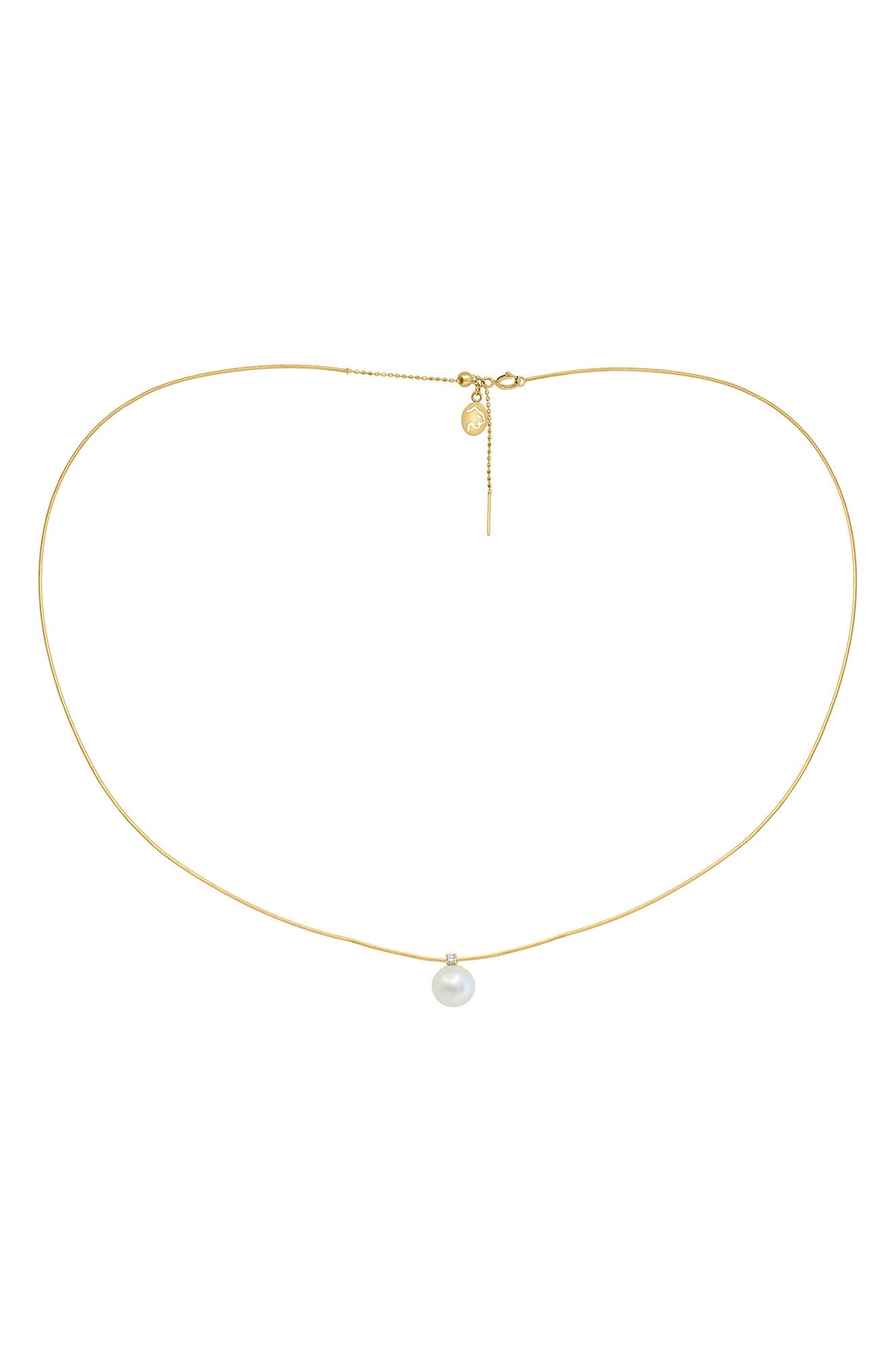 14K Gold Diamond & Freshwater Pearl Necklace