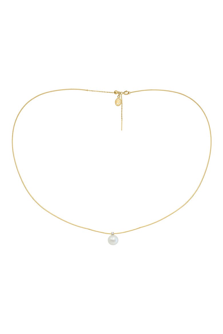 14K Gold Diamond & Freshwater Pearl Necklace, Main, color, WHITE