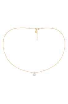 14K Gold Diamond & Freshwater Pearl Necklace