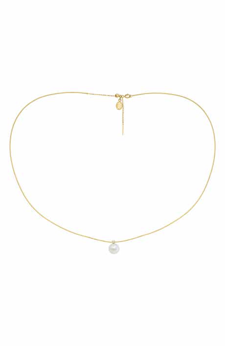 14K Gold Diamond & Freshwater Pearl Necklace