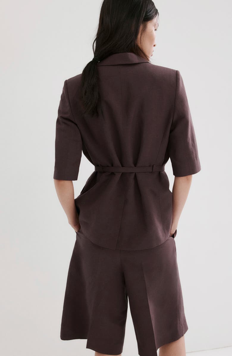 MANGO Argelia Pleated Bermuda shorts, Alternate, color, Purple