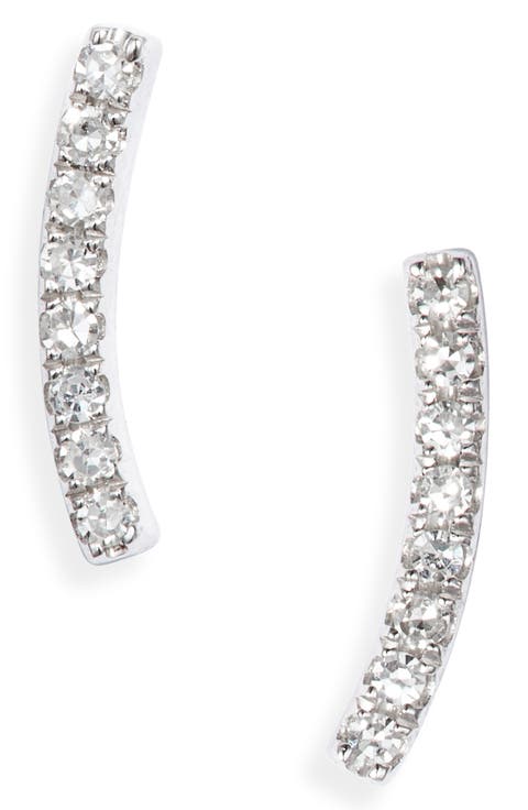Curved Diamond Bar Earrings
