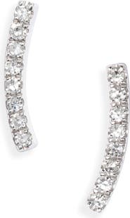 Meira T Curved Diamond Bar Earrings