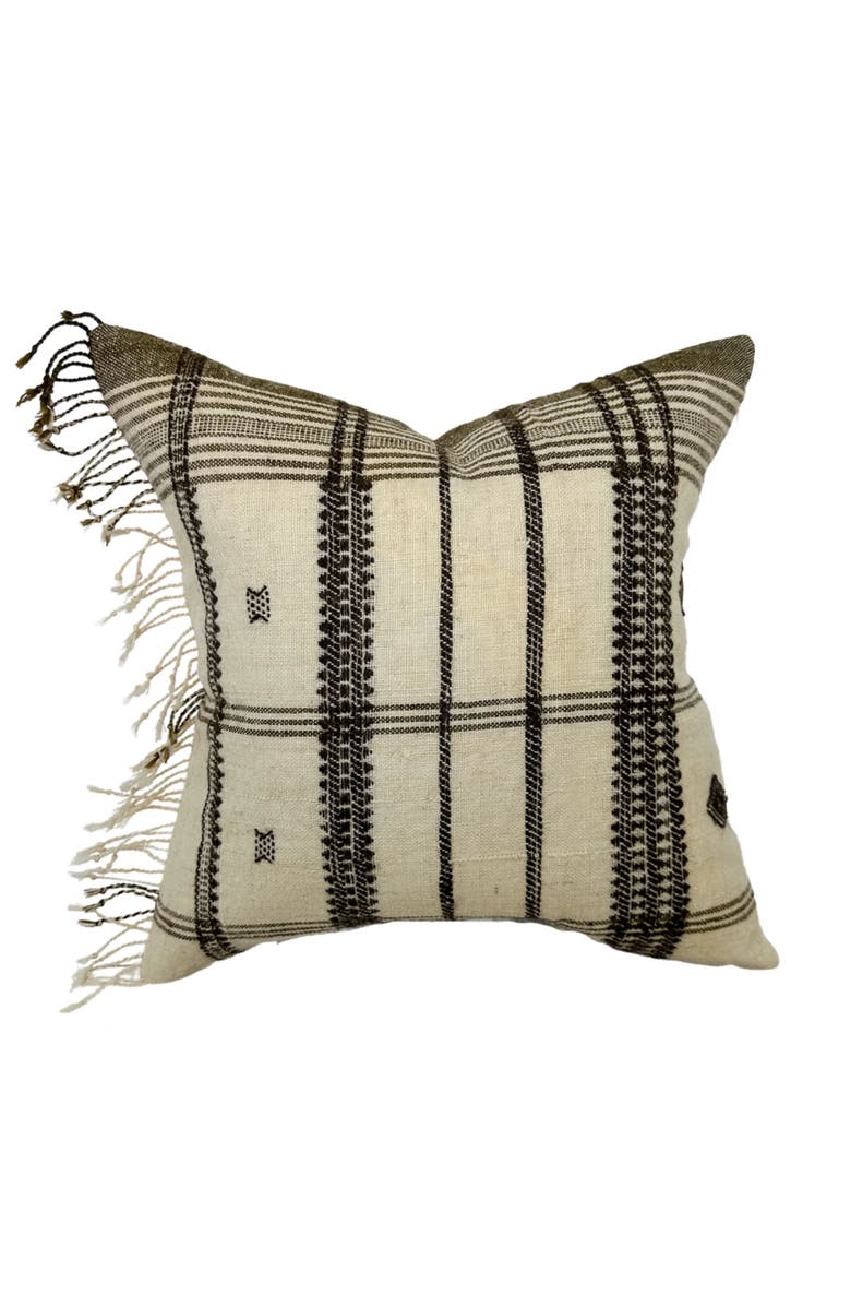 Linen & James Ezra Tan Brown Indian Wool Pillow Cover, Main, color, 