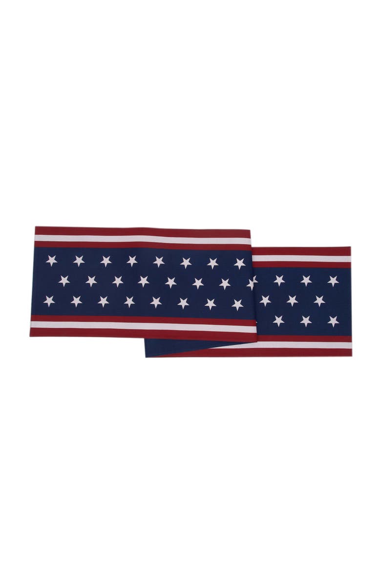 C&F Home Stars & Stripes Patriotic 4th of July Reversible Graphic Print Machine Washable Table Script Runner 14" x 72", Alternate, color, Blue