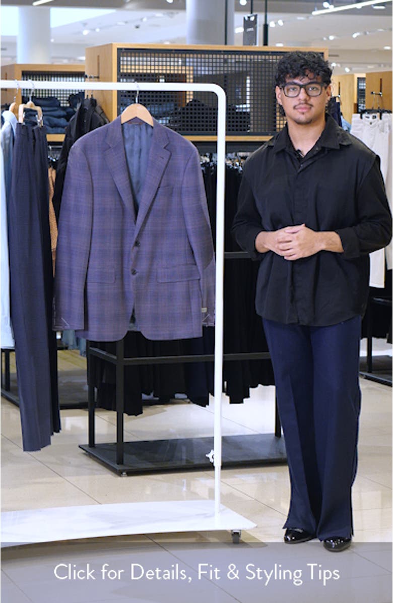 Kei Trim Fit Purple Mélange Shadow Plaid Wool Sport Coat, sales video thumbnail