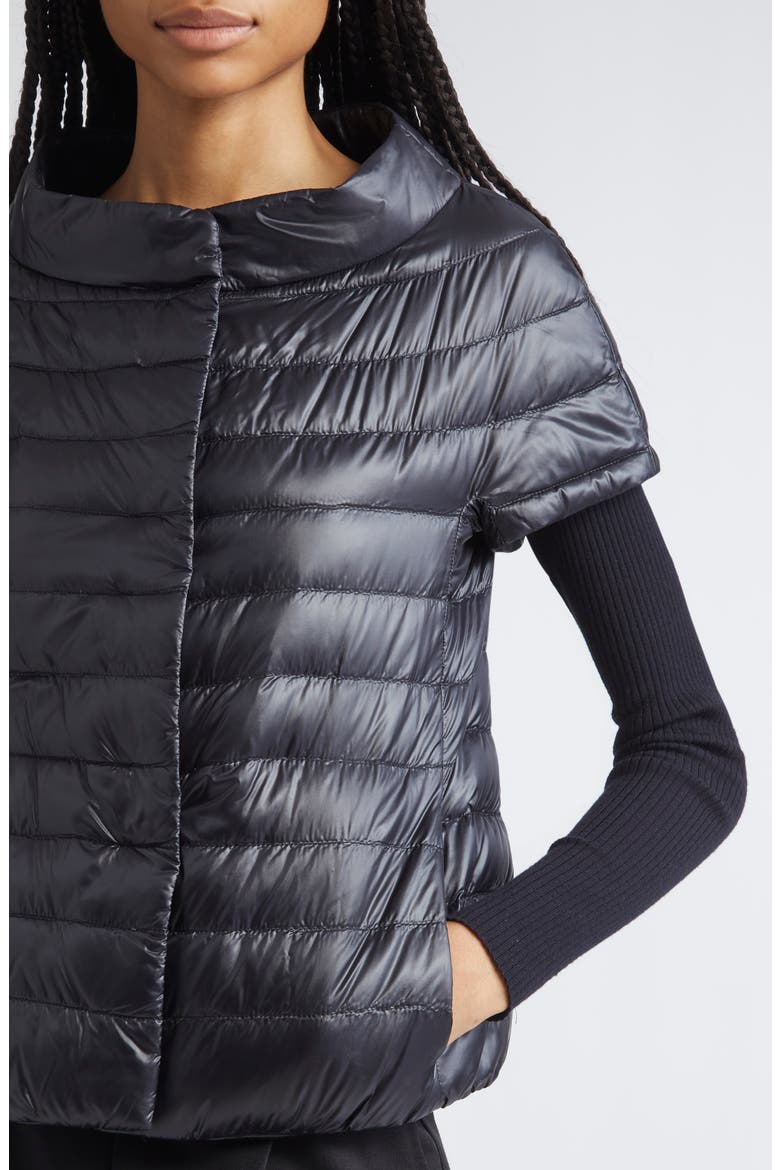 Emilia Cap Sleeve Quilted Down Jacket, Alternate, color, NERO