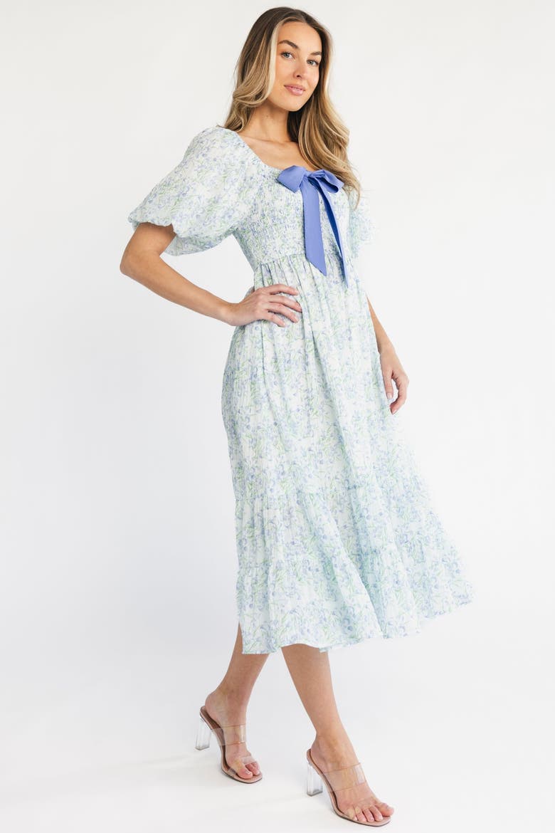 Jane Bow Midi Dress, Alternate, color, Blue