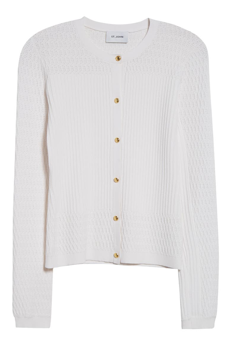 Mixed Stitch Fine Gauge Cardigan, Alternate, color, IVORY