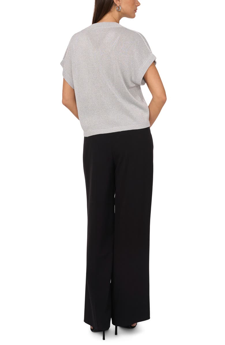 Vince Camuto Metallic V-Neck Sweater, Alternate, color, Ash Blue Silver