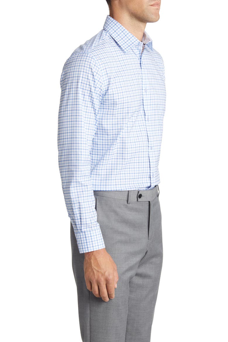 Trim Fit Plaid Dress Shirt, Alternate, color, NAVY