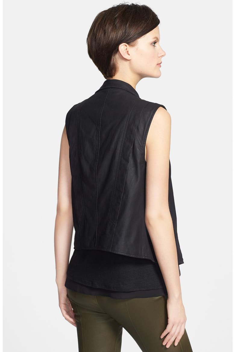 'Paper' Leather Vest, Alternate, color, BLACK