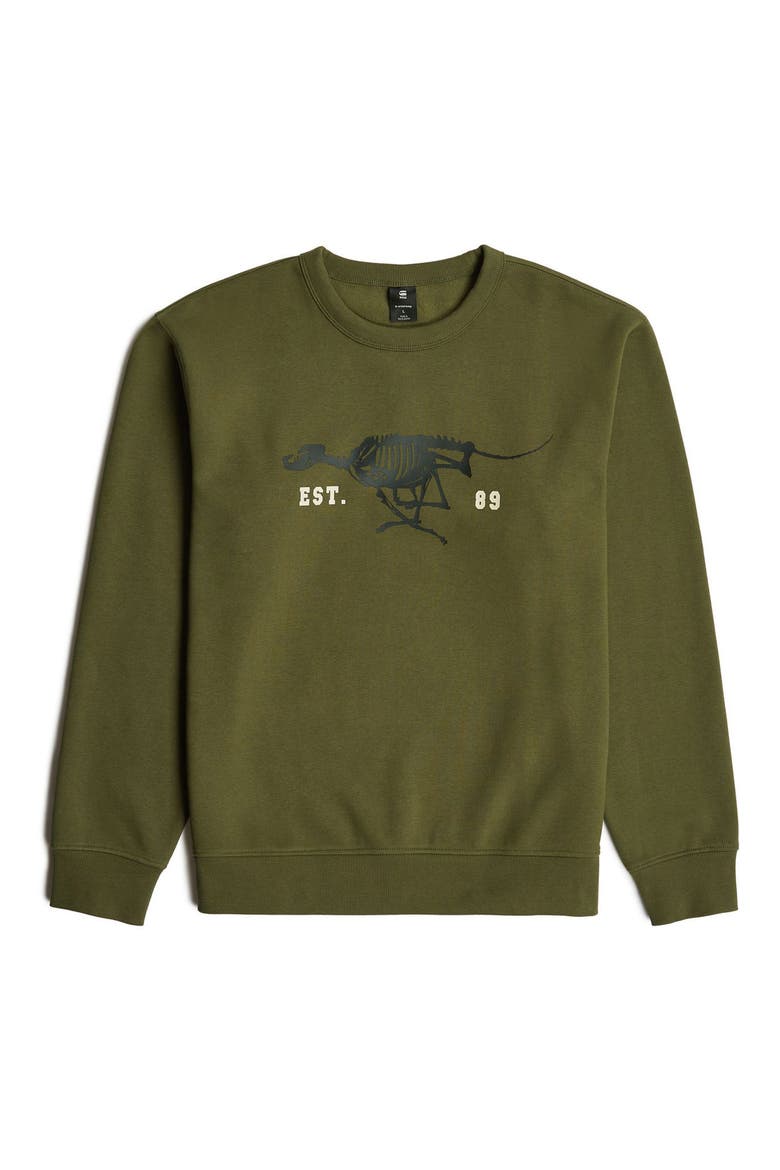 Running Dog Crewneck Sweatshirt, Alternate, color, SHADOW OLIVE
