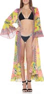 RANEES Floral Print Ruffle Cover-Up Duster