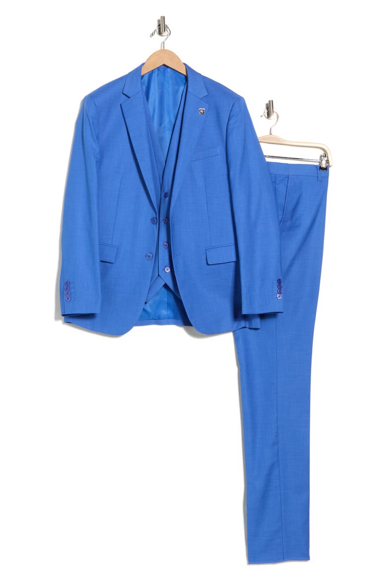 Blue Pastel Mélange 3-Piece Suit, Alternate, color, BLUE