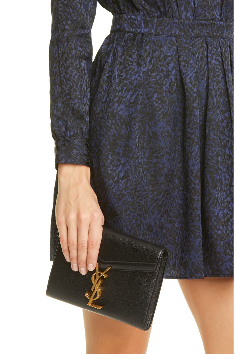 Cassandra Leather Wallet on a Chain, Alternate, color, NERO