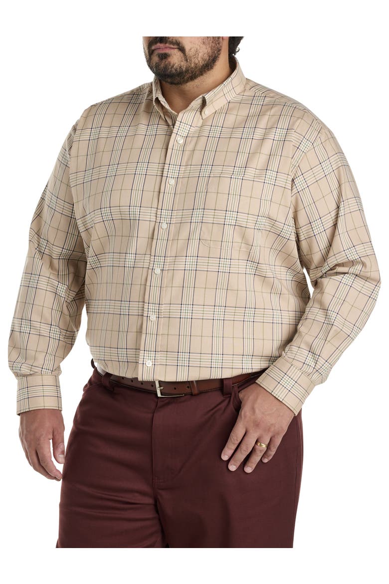 Big & Tall Large Plaid Sport Shirt, Alternate, color, TAN