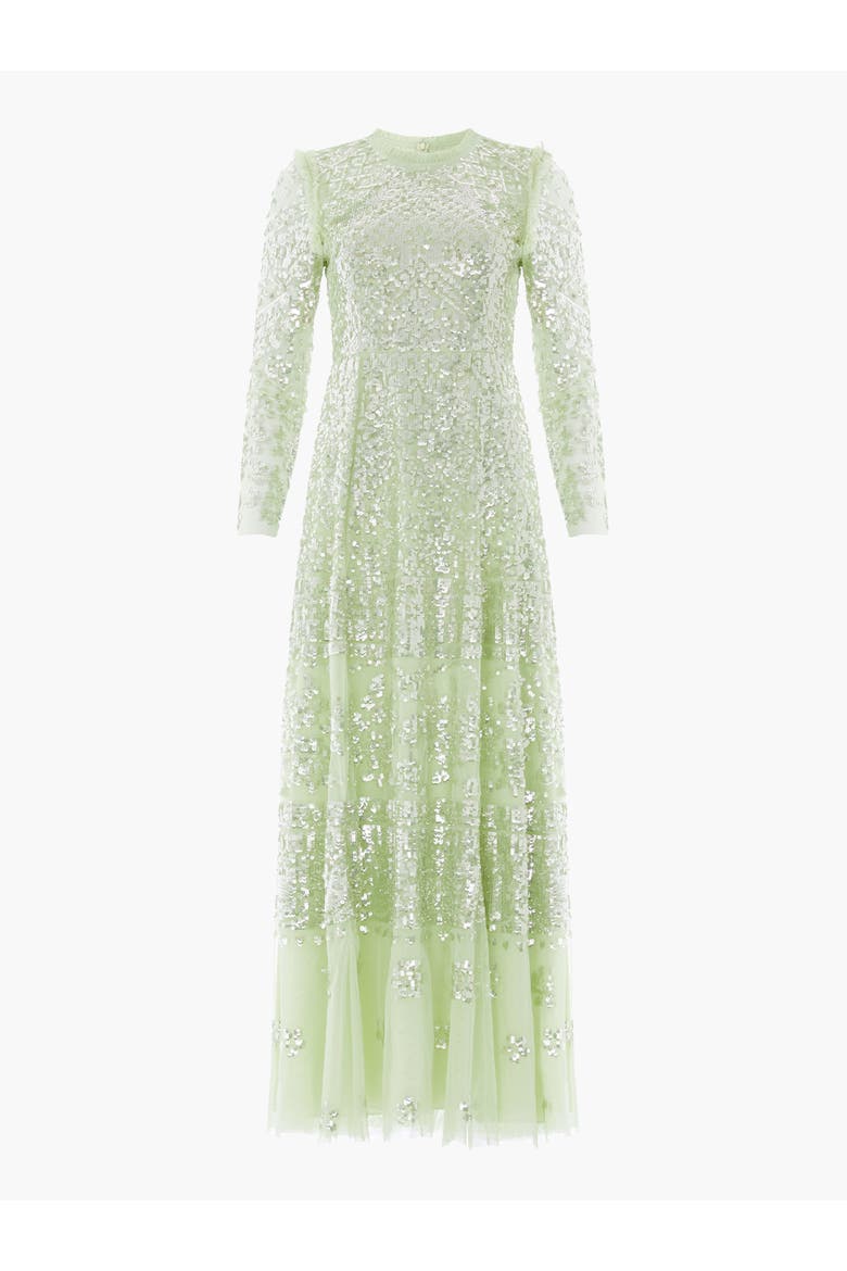 Aurora Long Sleeve Round Neck Gown, Alternate, color, Peppermint