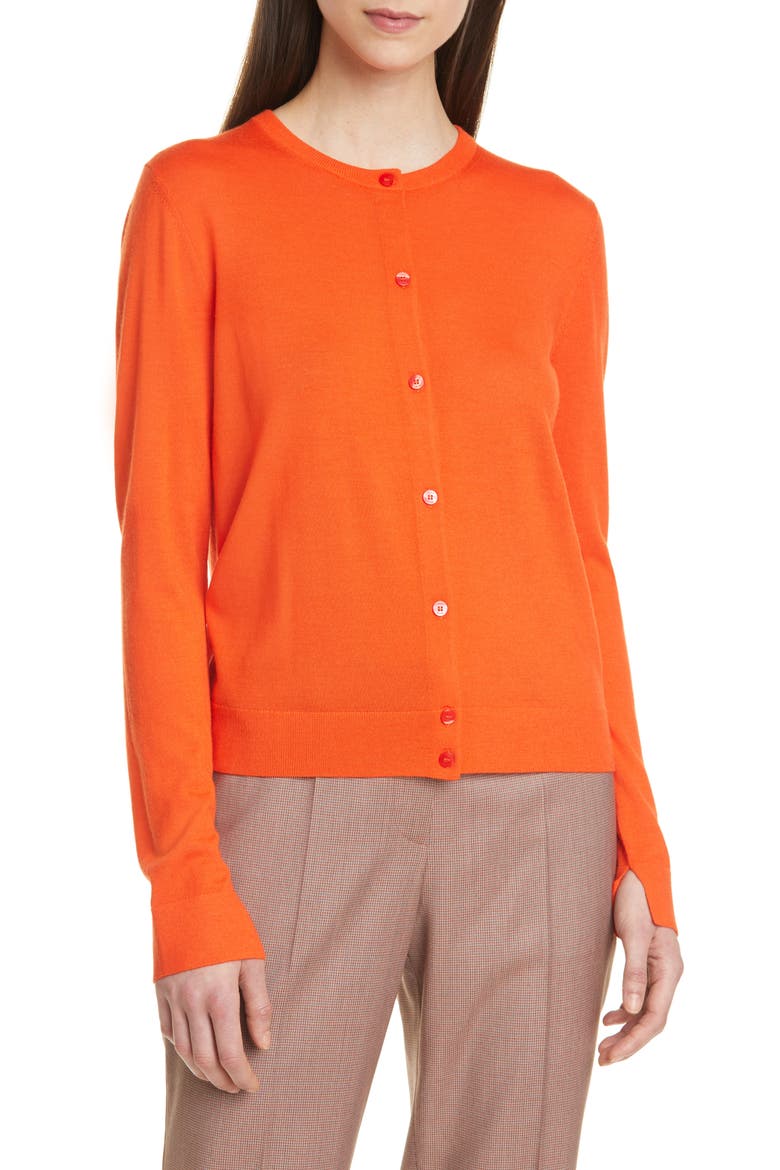 Fovetexa Wool Cardigan, Main, color, FIERY ORANGE