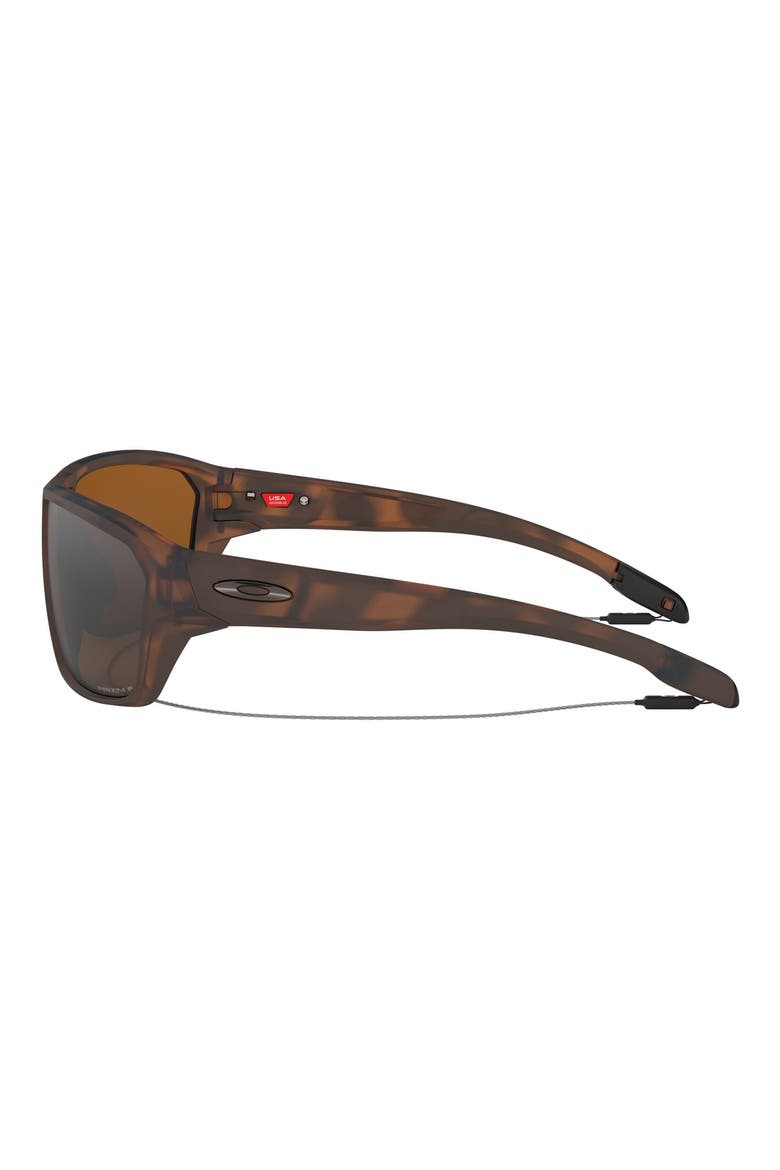 Split Shot 64mm Polarized Oversize Rectangle Sunglasses, Alternate, color, BROWN