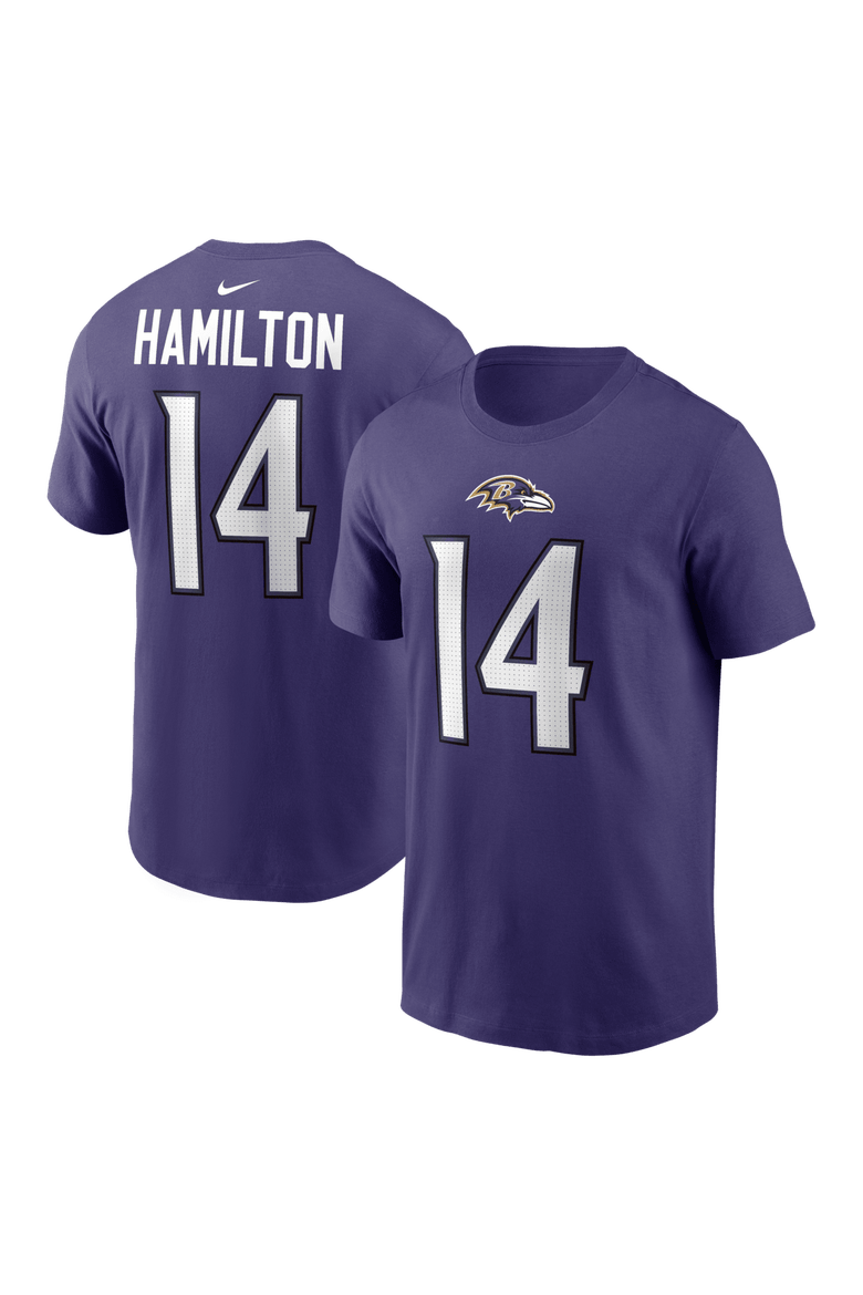 Men's Nike Kyle Hamilton Purple Baltimore Ravens Name & Number T-Shirt, Main, color, Purple