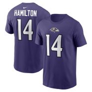 Nike Men's Nike Kyle Hamilton Purple Baltimore Ravens Name & Number T-Shirt