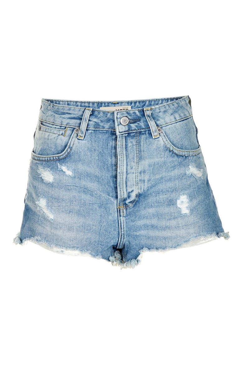 Moto 'Ruthie' Distressed Denim Shorts, Alternate, color, LIGHT DENIM