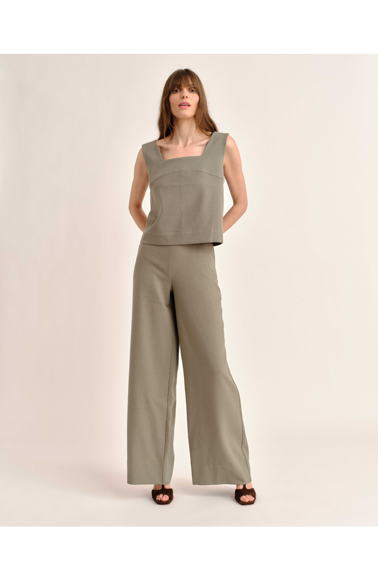 Cartolina Olivia Pebbled Crepe Pant, Alternate, color, Moss