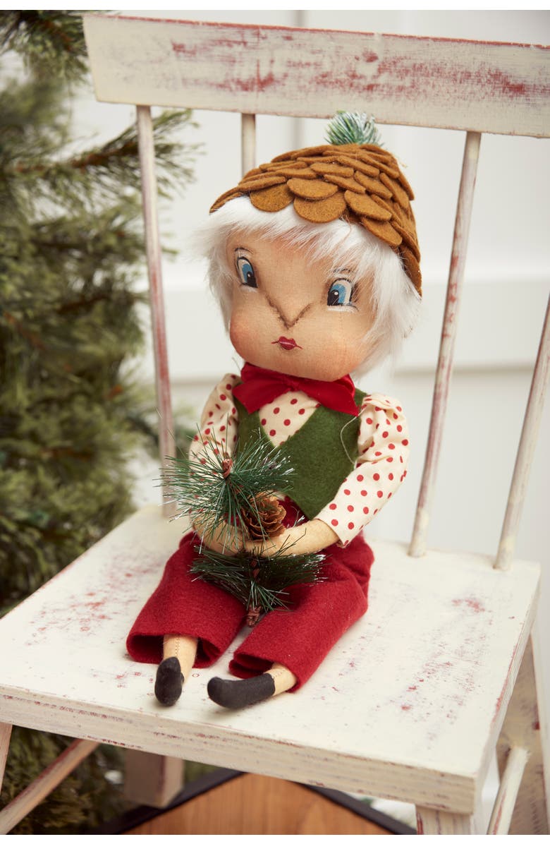 Gallerie II Hammond Pinecone Boy Joe Spencer Gathered Traditions Christmas Art Doll Figure, Alternate, color, Beige
