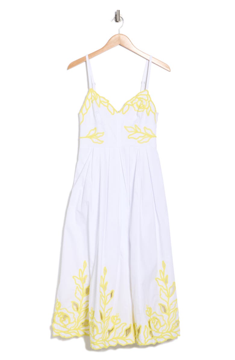 Cinq à Sept Maude Embroidered A-Line Dress, Alternate, color, White/ Golden Glow