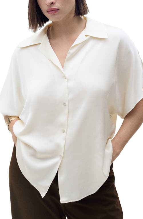 Mango Short Sleeve Satin Button-up Shirt