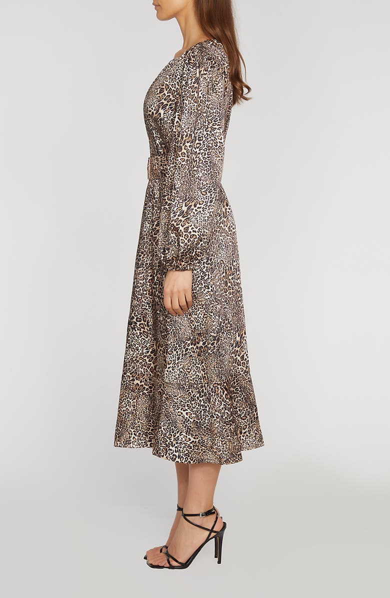 Elie Tahari The Jada Leopard Print Long Sleeve Midi Dress, Alternate, color, Mythical Leopard Print