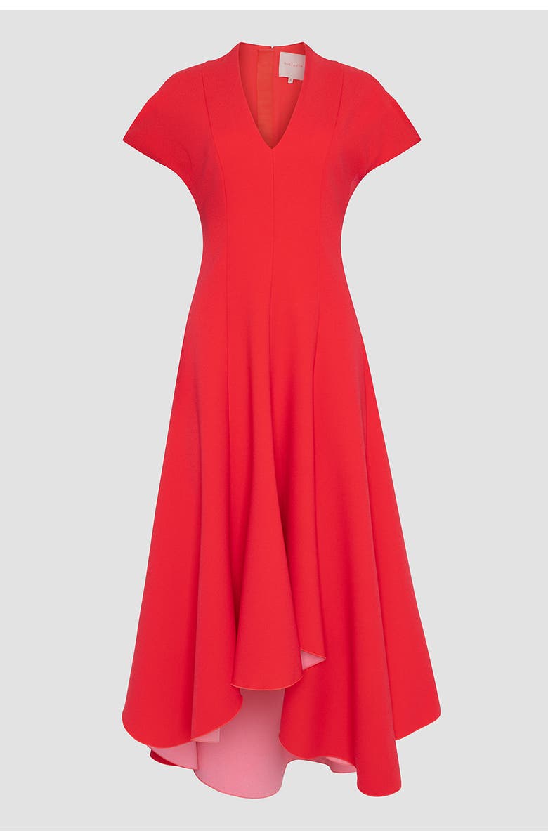 Roksanda Sapha V-Neck Midi Dress, Alternate, color, Red Tint / Pele
