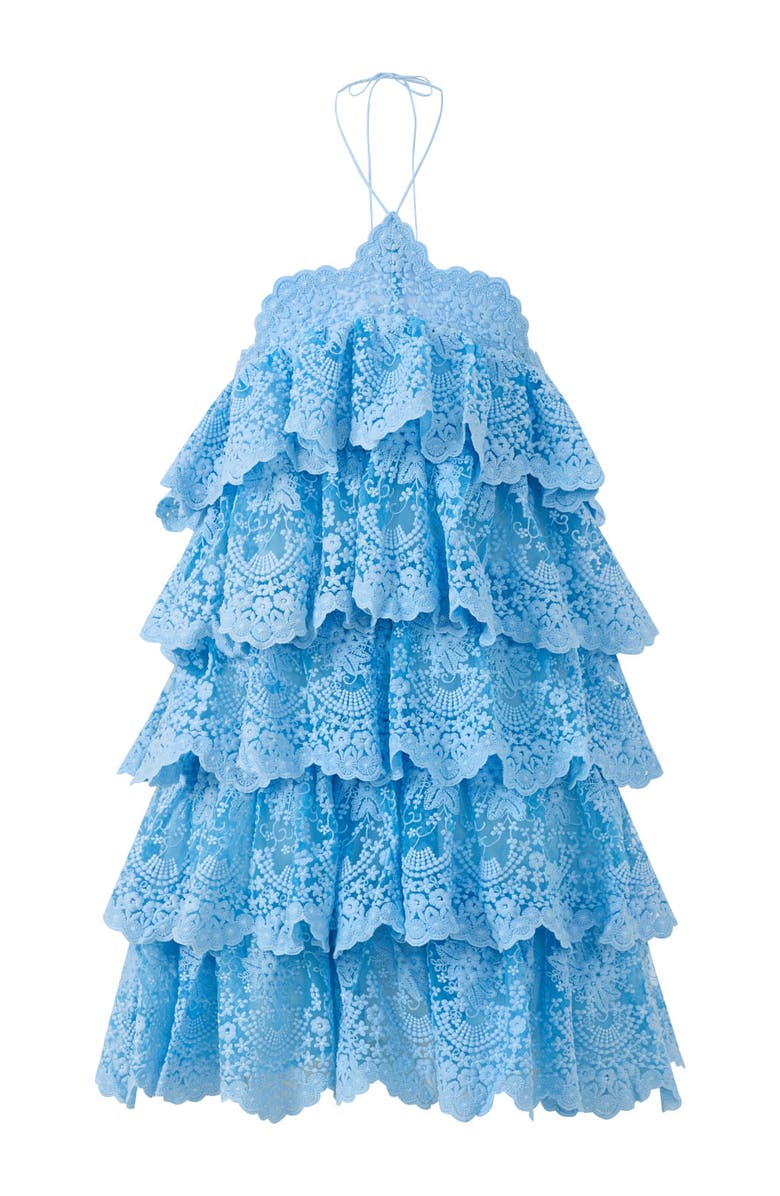 Marlo Kids Paloma Lace Frill Mini Dress, Main, color, Powder Blue