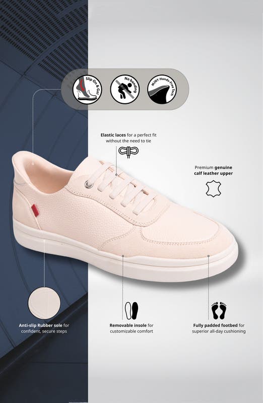 Main Street Hands Free Technology Leather Sneaker, Alternate, color, Blush Grainy Leather